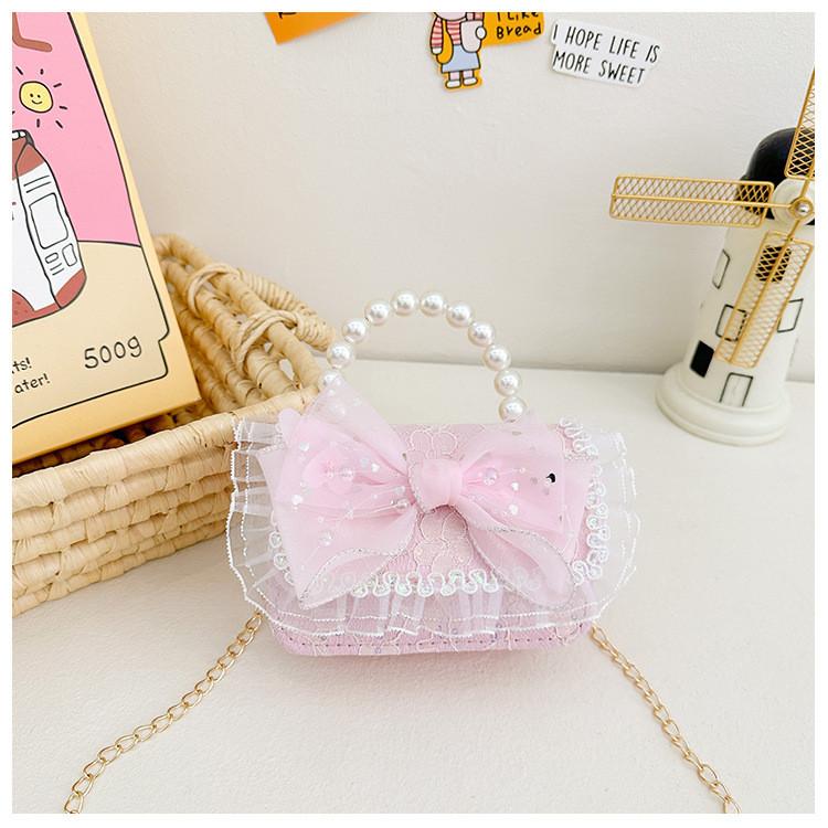 Flower Cartoon Bow Girl Decoration Children Shoulder Bag With Lace Design