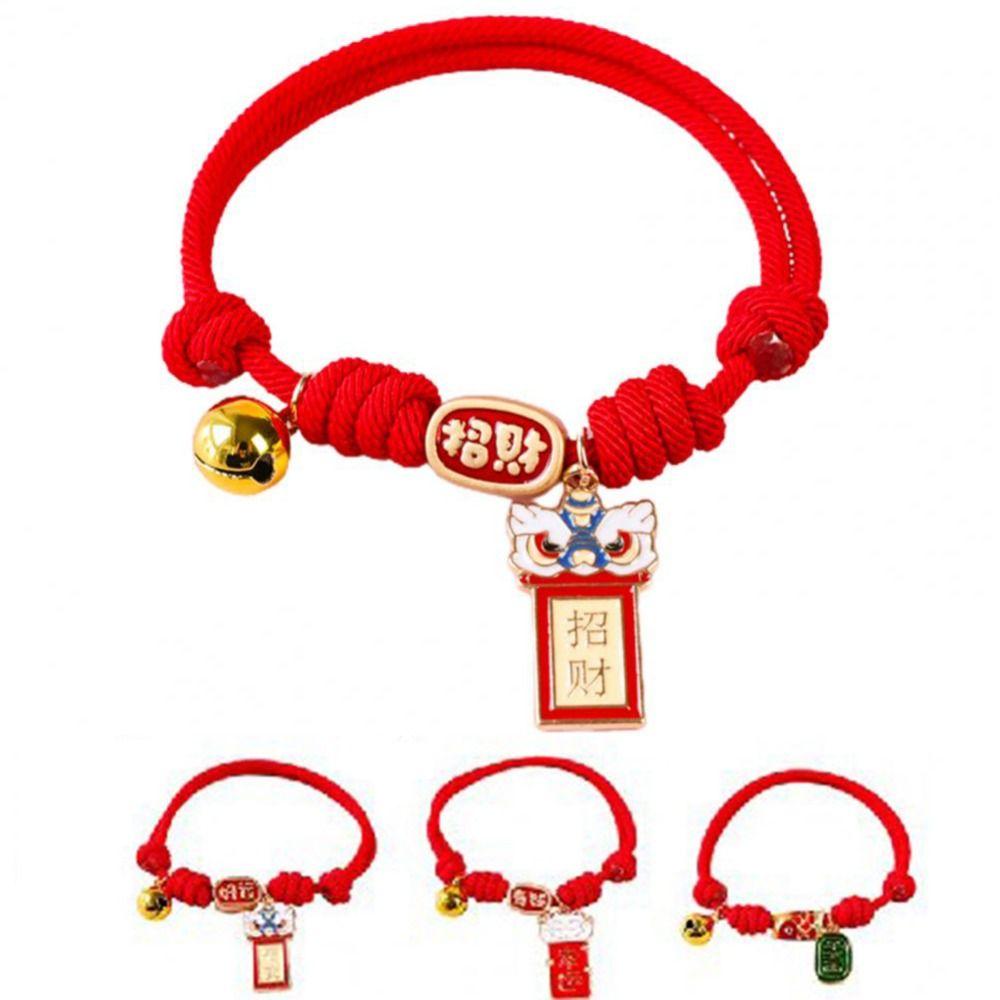 Adjustable Braided Cat Collar Chinese Style Puppy Collar Creative Pet Bell Necklace Photo Props