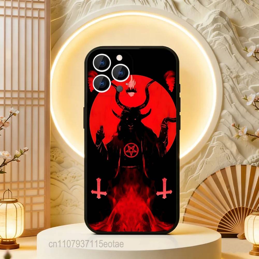 Пентаграмма 666 Демонический Сатанинский Чехол Для Телефона Для iPhone  17,16,15,14,13,12,11,Pro,Max,Plus,E,Air,Mini Черный Ударопрочный Funda Чехол