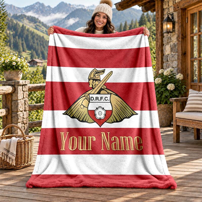 Doncaster Rovers Custom Name Flannel Blanket Personalized Soft Warm Plush Throw Blanket Customized Gift for Family Friends