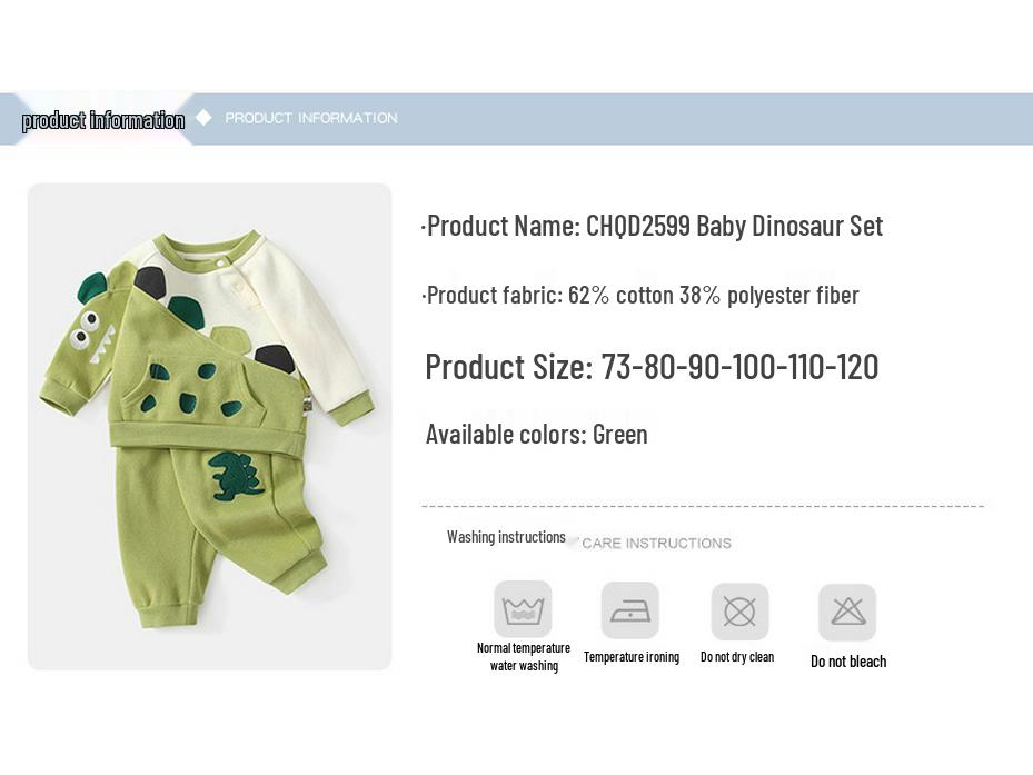 2025 Autumn Baby Boy Green Dinosaur Two-Piece Set: Long Sleeve & Pants for Casual Outings