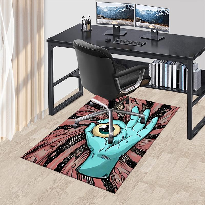 1pc Anime Cartoon Design Ok Hand Eye Office Chair Mat Non-Slip Carpet for Home Decor, Suitable for All Seasons, Fits Office and Gaming Room.A078