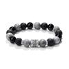Bracelet Popular Natural Stone Power Stone Obsidian Lava Stone Silver 925 Metal Hypoallergenic Large Ball Bracelet for Men Amulet Energy Present