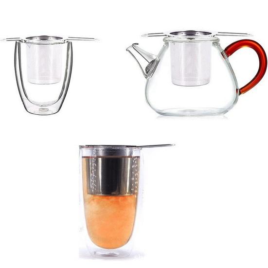 Стальной ситечко для заварки чая с крышкой для листового чая, мелкоячеистый фильтр для чайников, кружек, чашек