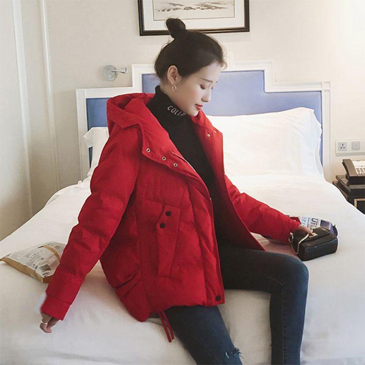 Свободное пальто с капюшоном для женщин, зимняя короткая утолщенная хлопковая куртка, свободная одежда