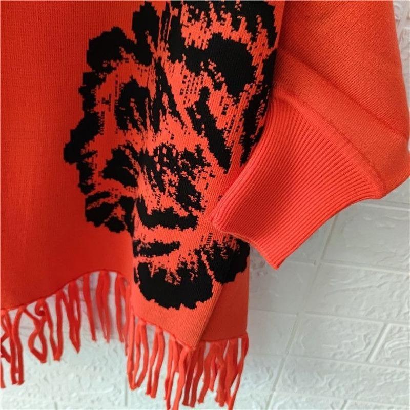 Женское пончо 2022, осенне-зимний шарф из искусственного кашемира с пионом и бахромой, двусторонняя теплая накидка с длинными рукавами, женский топ