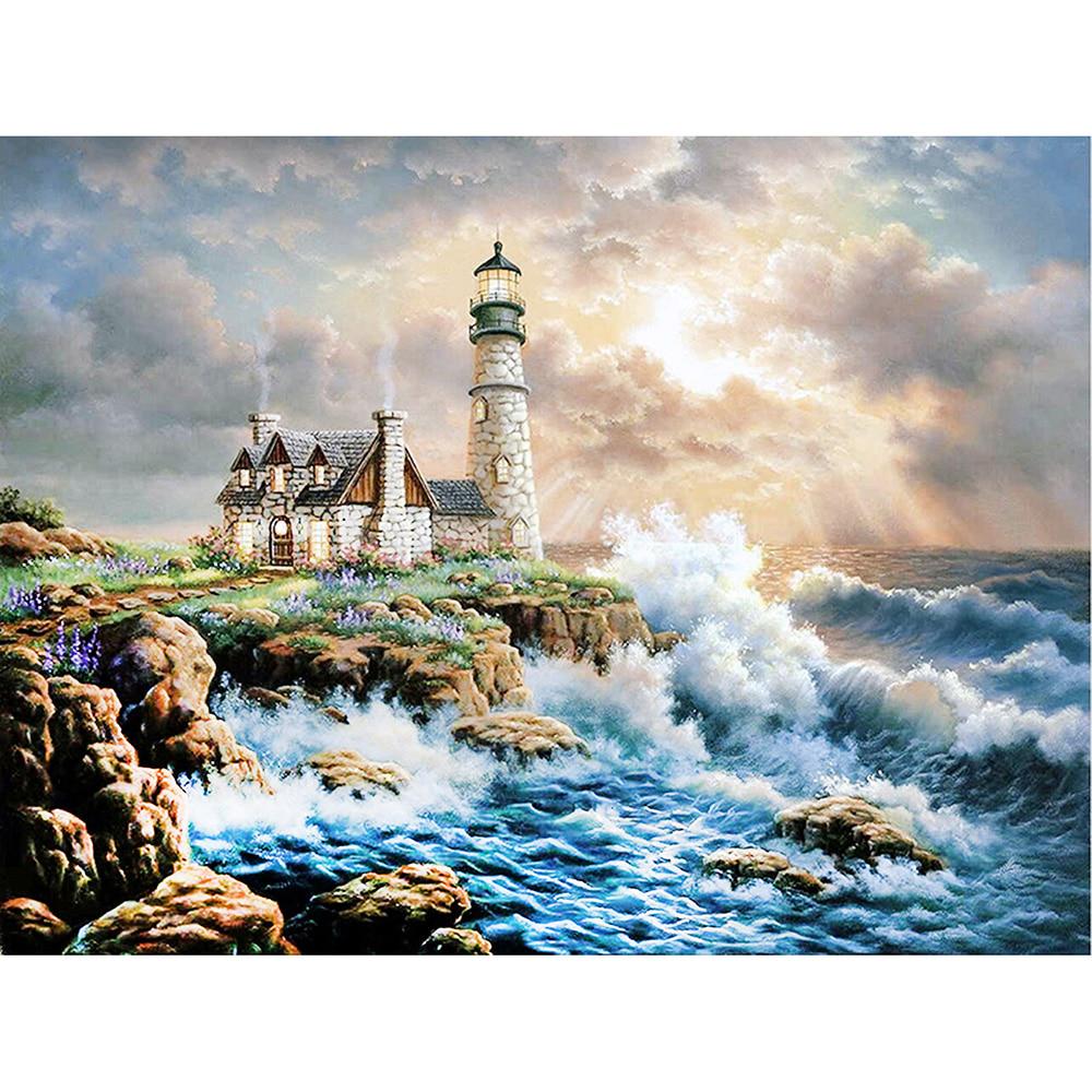 Diamond Painting Diy Scenic Home Decor Lighthouse Rhinestone Art 3d Cross Stitch Kits