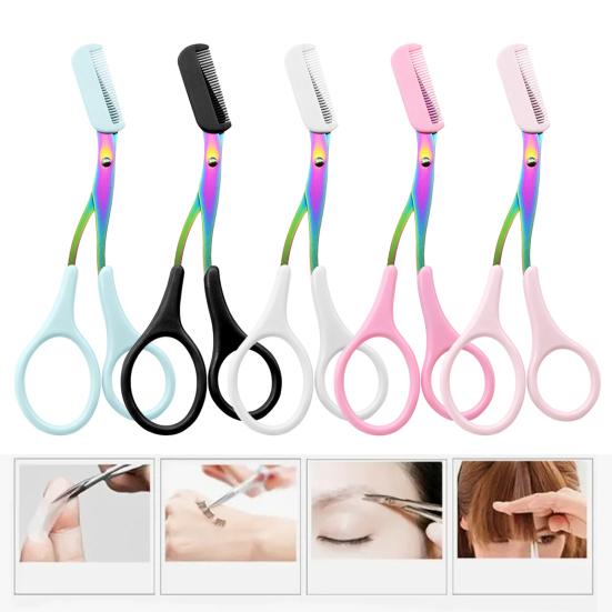 Eyebrow Trimming Scissors with Comb Stainless Steel Professional Non-Slip Precision Eyebrow Trimmer Men Women Brow Hair Removal Tool