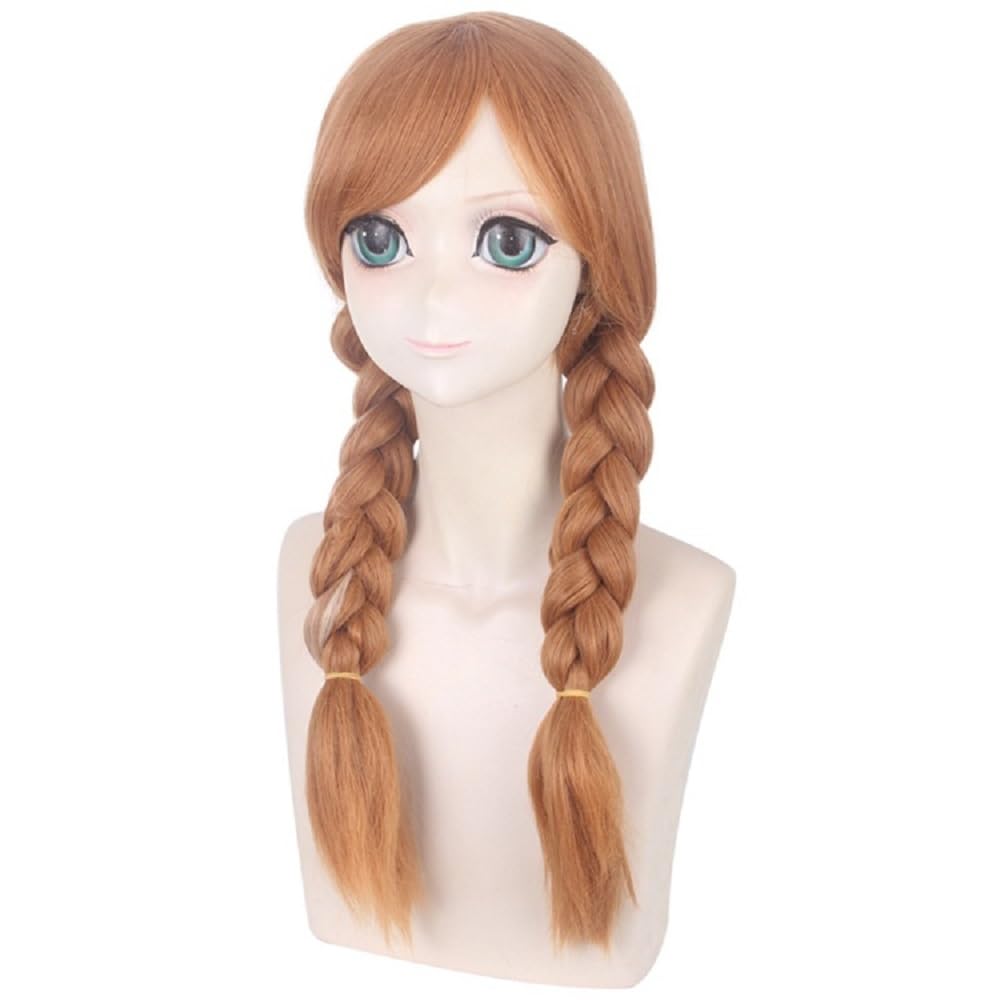 RyuuCos Костюм Анны из мультфильма «Холодное сердце» для косплея, Теплый, Идеально подходит для школьных культурных мероприятий и фестивалей, Парик, Сетка для волос, Термостойкий, Маскировка, Подарок, Мероприятия, Хэллоуин,
