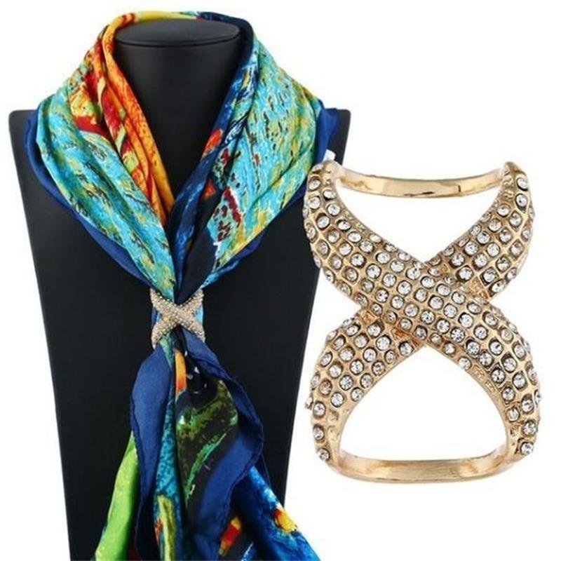 1 Piece Women Shawl Ring Clip Scarves Fastener Silk Scarf Buckle Brooch Wedding Jewelry CLE