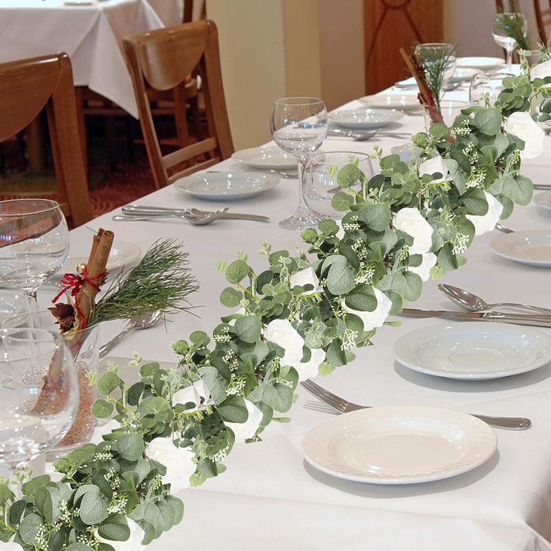 15 шт. искусственные листья эвкалипта, стебли зелени с морозом для вазы, украшения для дома, вечеринки, свадьбы, уличный цветок, декор для стен своими руками