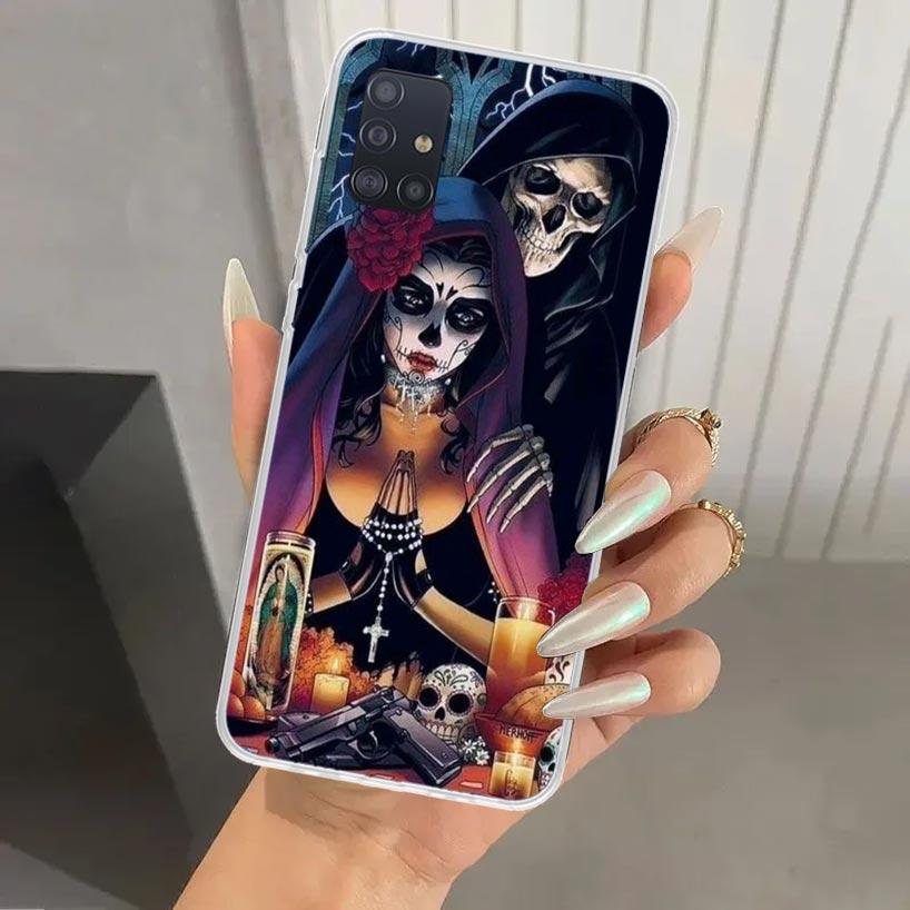 Чехол для телефона Catrina Beautiful Rose Girl Skull для Samsung Galaxy A52 A42 A32 A22 A12 A02S A72 A51 A50S A41 A31 A21S A71 A40 A30S