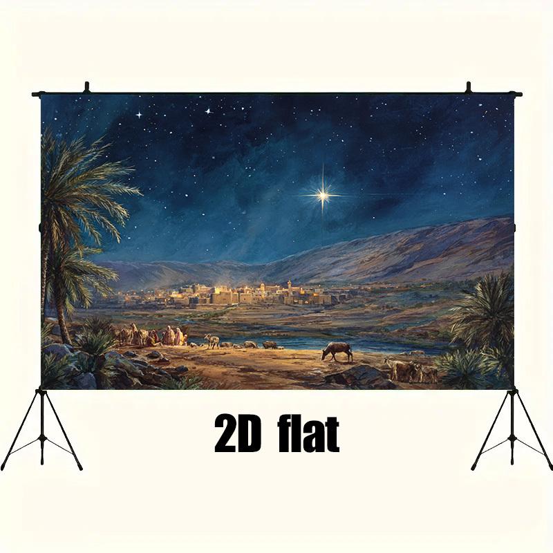 1pc Christmas Starry Sky Background Banner - The Nativity scene of the Star of Bethlehem, indoor/outdoor Christmas decoration
