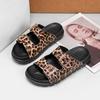 Мода 2025 Леопардовые женские шлепанцы Дизайнерские шлепанцы на платформе с двойной пряжкой Женские шлепанцы для улицы Повседневные женские пляжные шлепанцы