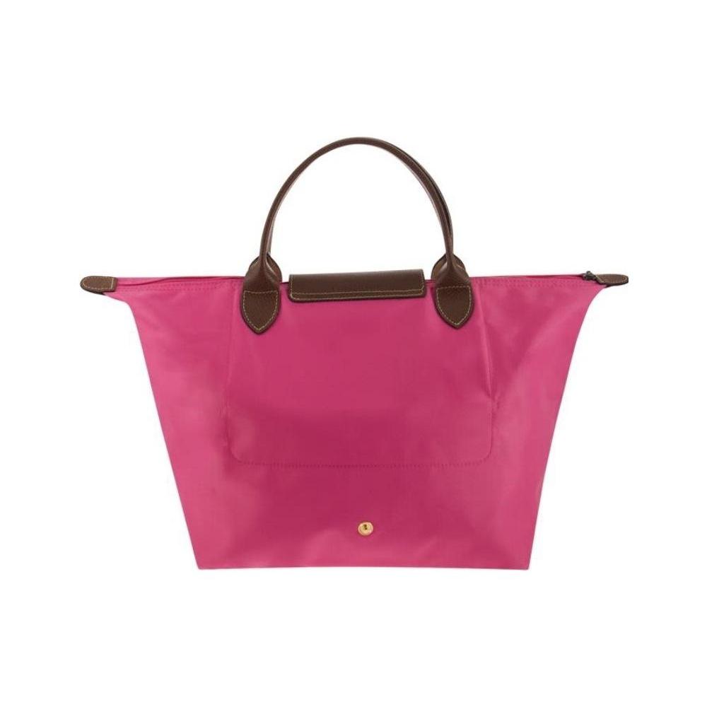 New LONGCHAMP Le Pliage Cow Leather Dumpling Bag Handbag Medium Size Women's Pink 1623089P73