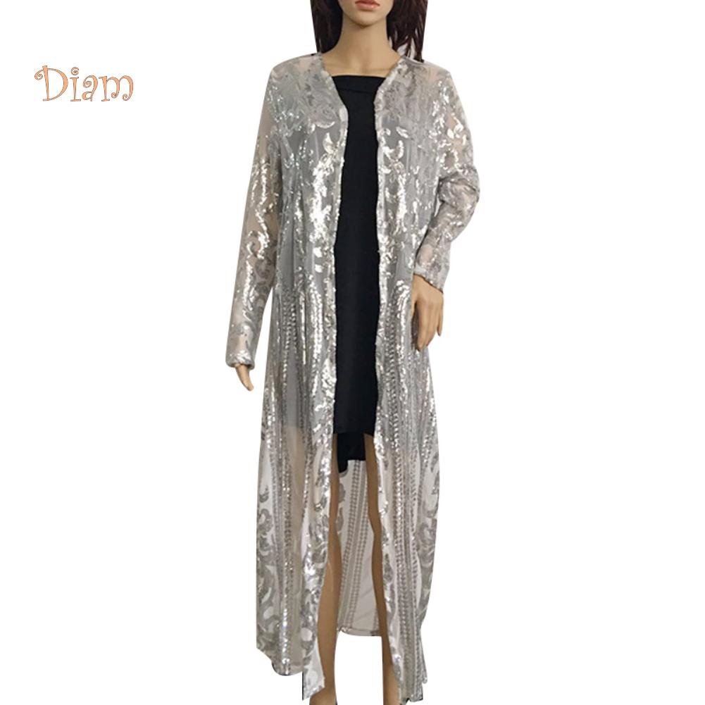 VANA WOMEN's WEAR вечернее платье-пальто с пайетками и длинными рукавами, кардиган