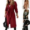 Autumn and Winter Extra Long Woolen Women's Coat Large Size Lace-up Coat