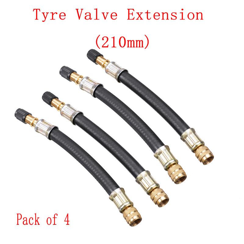 4x Flexible Rubber Tyre Valve Extension 210mm - Twin Wheel Lorry Van Bus Adapter