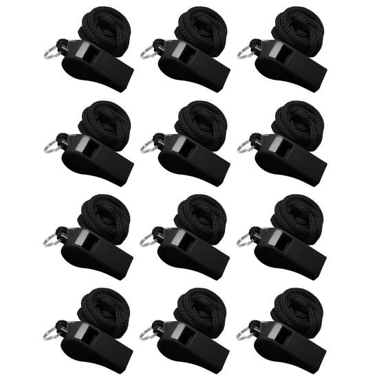 12 шт. цветные спортивные свистки со шнурком, громкий четкий звук, высокий децибел, компактный размер, портативные свистки для рефери