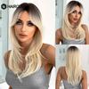 Длинные прямые синтетические парики Haircube, многослойные блондинки с омбре, темный корень с челкой для женщин, повседневная мода для вечеринок