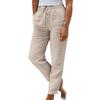 Damen High-Waist Elastische Baumwolle Leinen Freizeithose