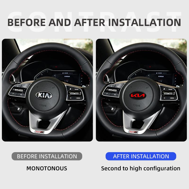 AADU1 1PCS Car Steering Wheel Center Sticker For Kia K2 K3 K5 Rio Soul Sportage Car Interior Stickers Decoration Accessories