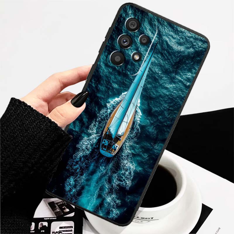 Модный узор с самолетами Для Samsung A73 A72 A71 A55 A54 A53 A52 A51 A13 A22 A16 A15 A12 A14 A26 A07 5G Черный чехол для телефона
