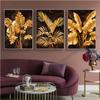 Abstract Retro Gold Plant Leaf Poster Banana Palm Monstera Nordic Wall Art Picture Print Canvas Painting Living Room Decoration