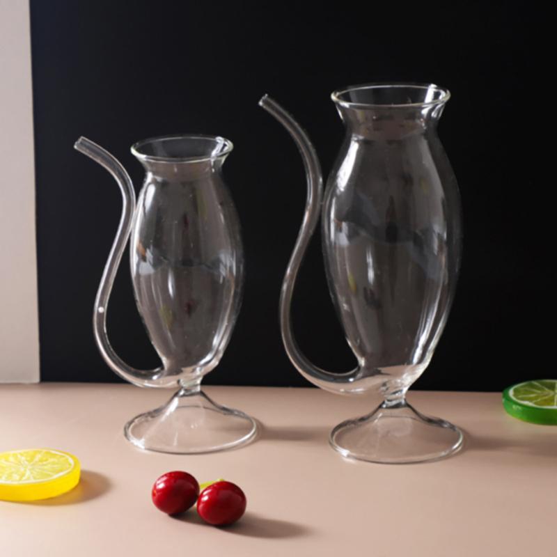 Wine Whiskey Glass Heat Resistant Sucking Juice Milk Drinking Tube Straw Cup Creative Wine Glass High Quality Glass Cup