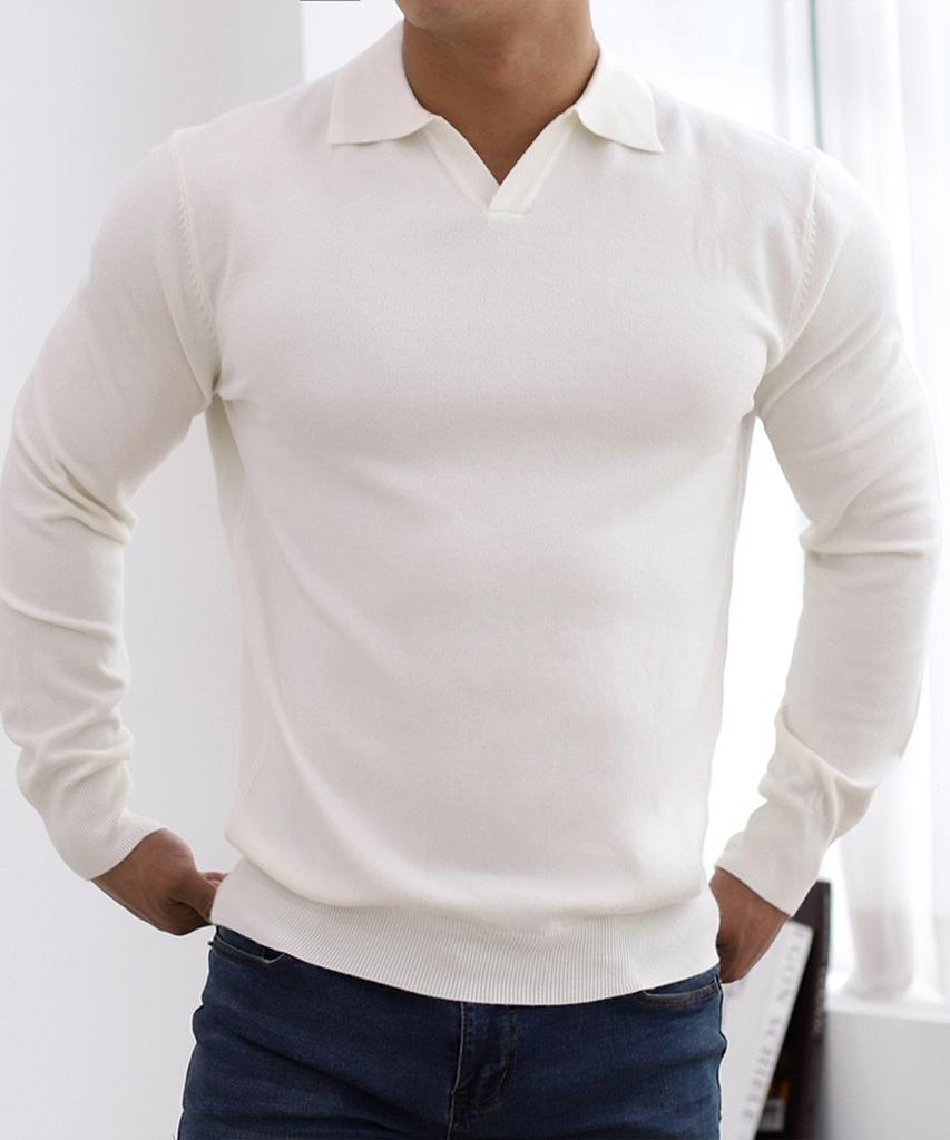 Bestfit Мягкий Облегающий Мускулистый Крой Открытый Воротник Длинный Рукав Трикотажный (Тип Б)