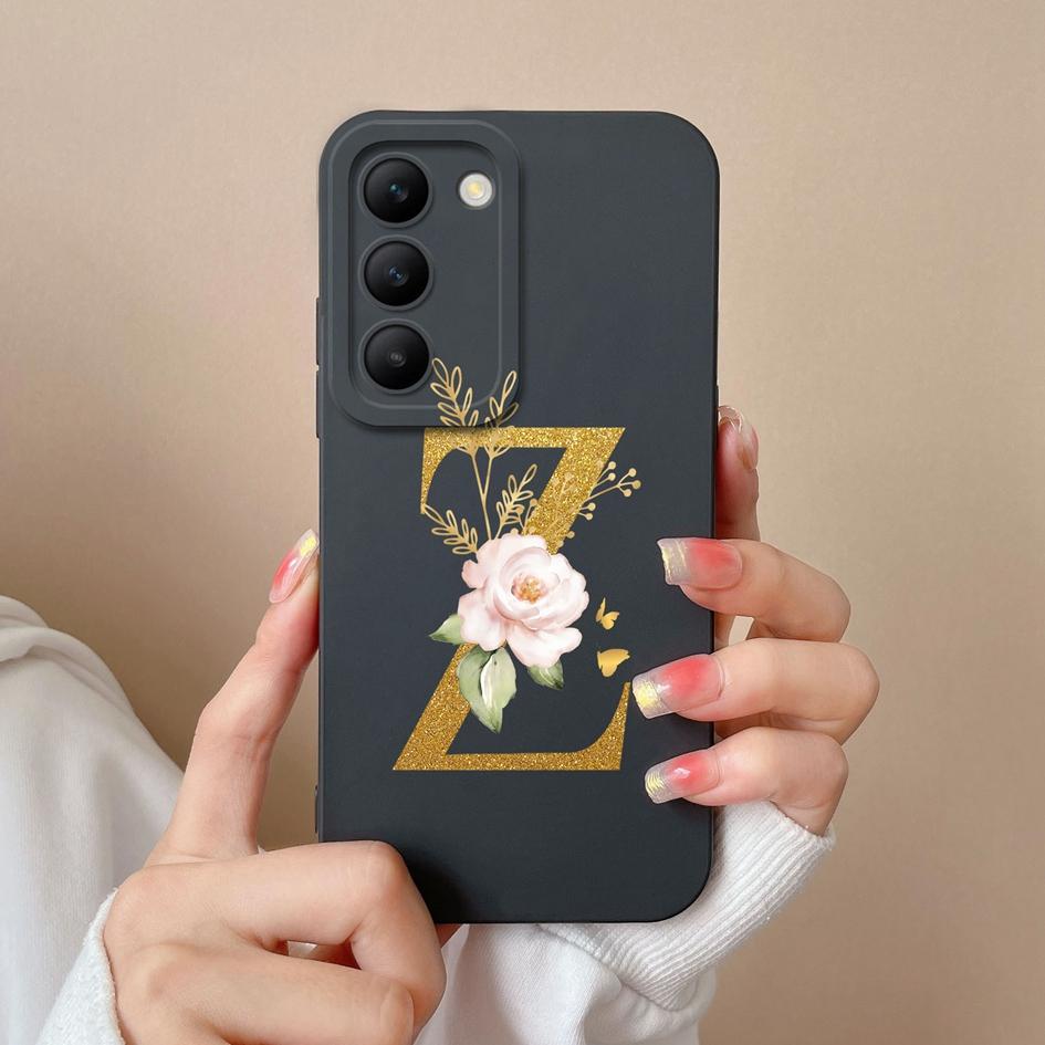 Чехол для телефона Vivo V30 SE V40 Pro Lite Y100 (ИДН) V30e T3 Y200e Y100 4G Корпус Модный Цветочный Буквы Мягкий Силиконовый Чехол Ударопрочный Бампер Для Vivo