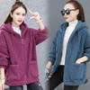 Lamb Fleece Hoodie Female, Add Fleece Thickened New Korean Version Zipper Cardigan Jacket