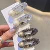 Korean-Style Pearl Duckbill Hair Clip with Rhinestone Fringe