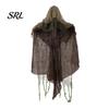 Animated Scary Skull Props Halloween Animatronics Hanging Ghost Decoration, Sound Activated Grim Reaper Prop with LED Creepy Gauze Spirit for