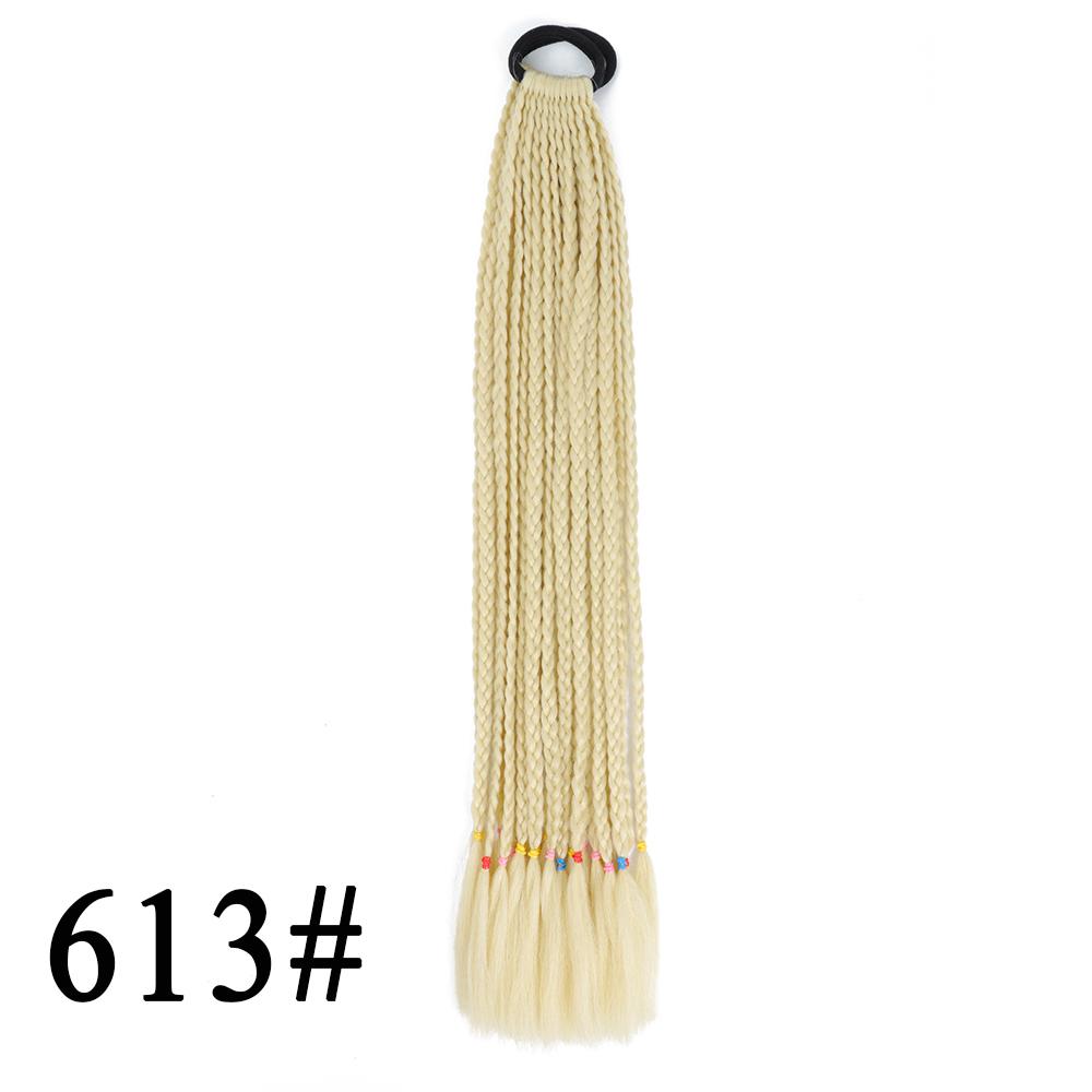 Плетеный хвост с резинкой, черный плетеный хвост ручной работы из термостойкого волокна, шиньоны с конским хвостом для девочек