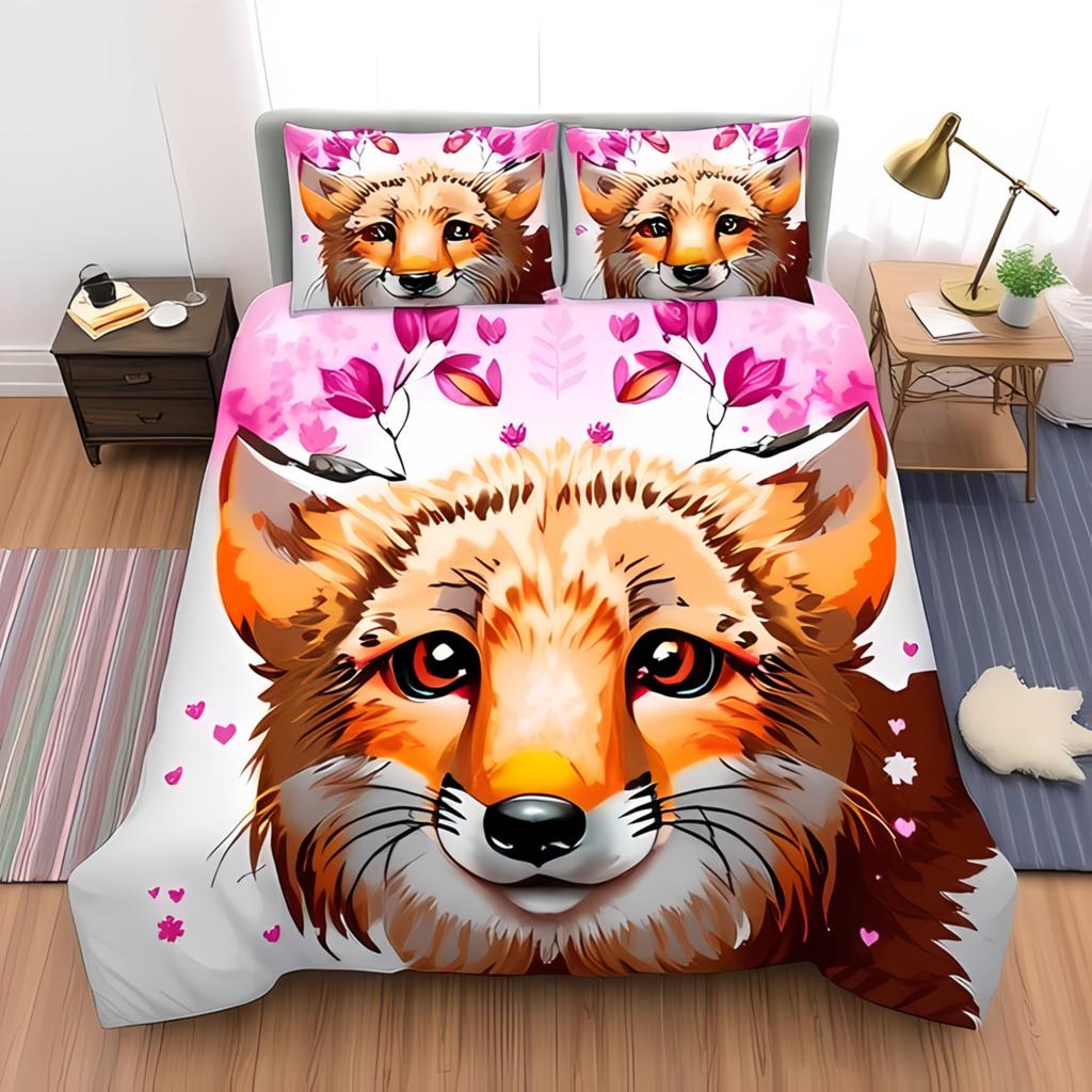 Fox Printed Duvet Cover Quilt Cover Bedding Set Comforter Covers For Childrens Kids And Adults Warm Soft Comfortable Breathable