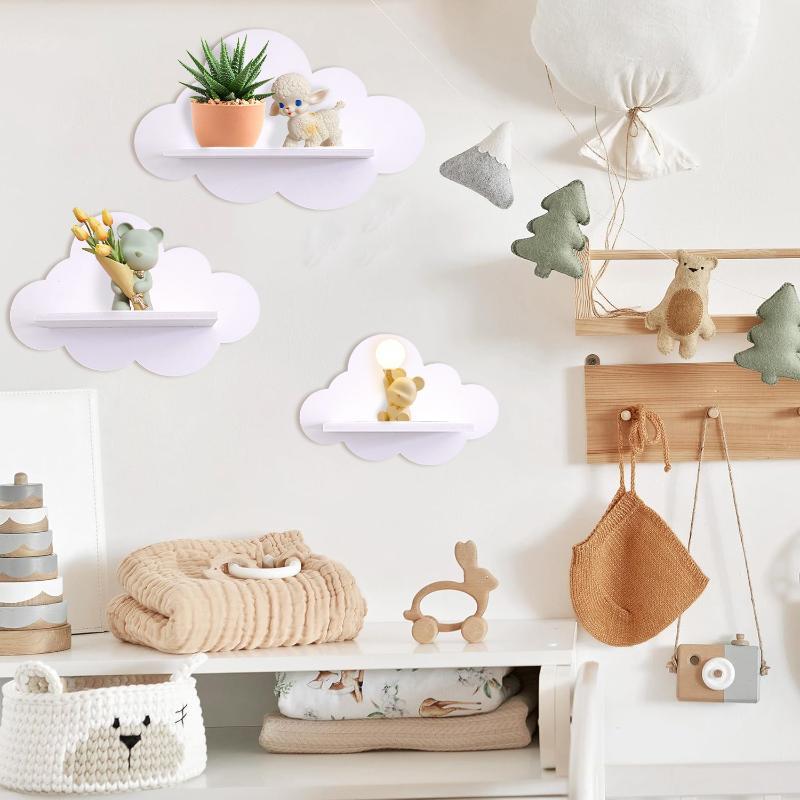 Современный стиль Деревянная настенная полка для хранения Прочная Устойчивая Облако Форма Полка Минималистичные Настенные полки Хранение