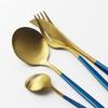 4Pcs Pink Gold Dinnerware Set Blue Gold Matte Cutlery Set Stainless Steel Tableware Set Fork Knife Spoon Silverware Flatware Set