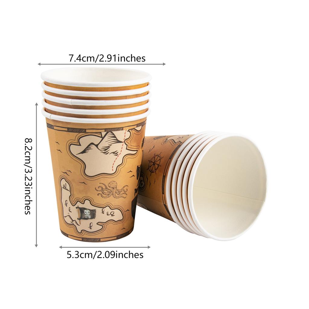 Набор одноразовой посуды в пиратском стиле с картой сокровищ, пиратским кораблем, узором черепа, бумажной тарелкой, чашкой, салфеткой для вечеринки по случаю дня рождения