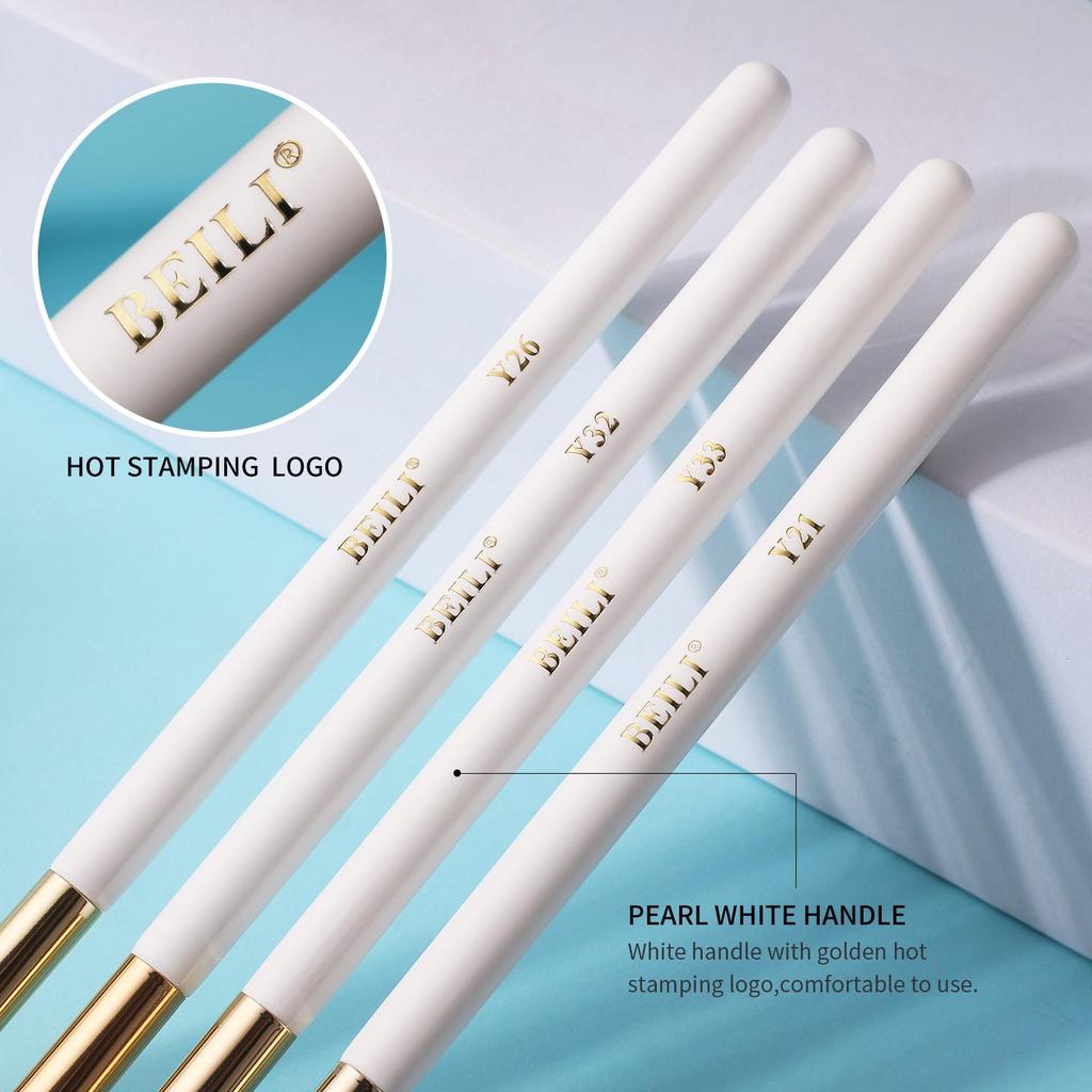 BEILI Кисти для макияжа белый золотой 10 шт. тени для век брови набор кистей для подводки глаз козья шерсть инструменты для макияжа глаз brochas maquillaje