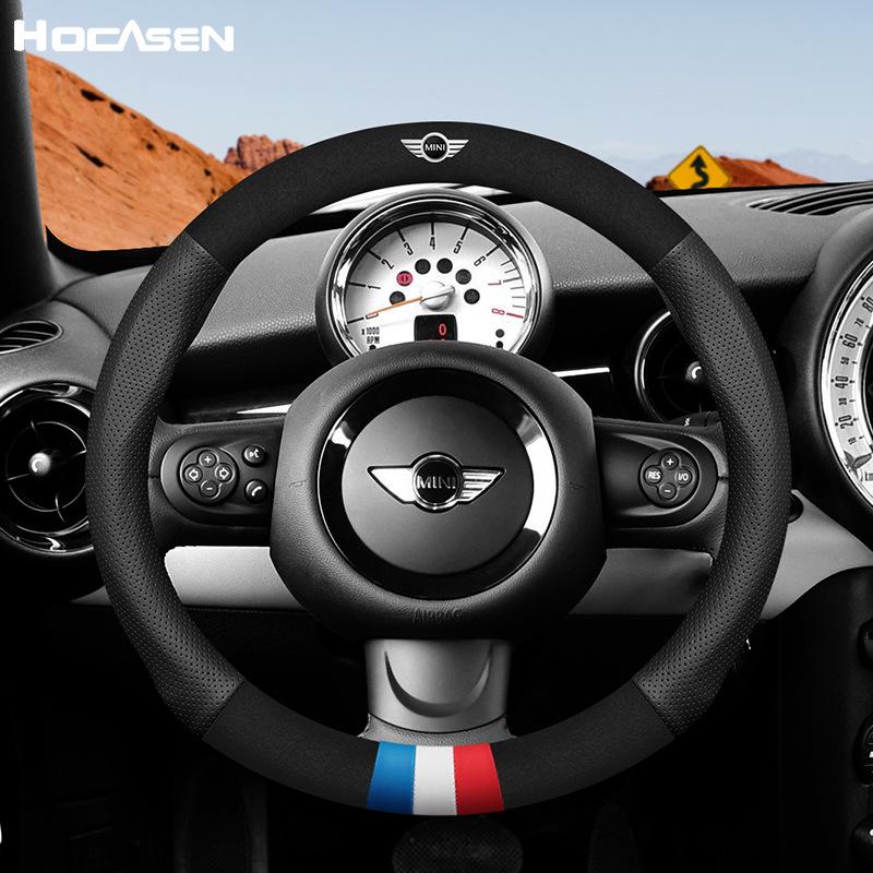 Mini Cooper Countryman Clubman Genuine Leather Steering Wheel Cover - Universal Fit for All Seasons.