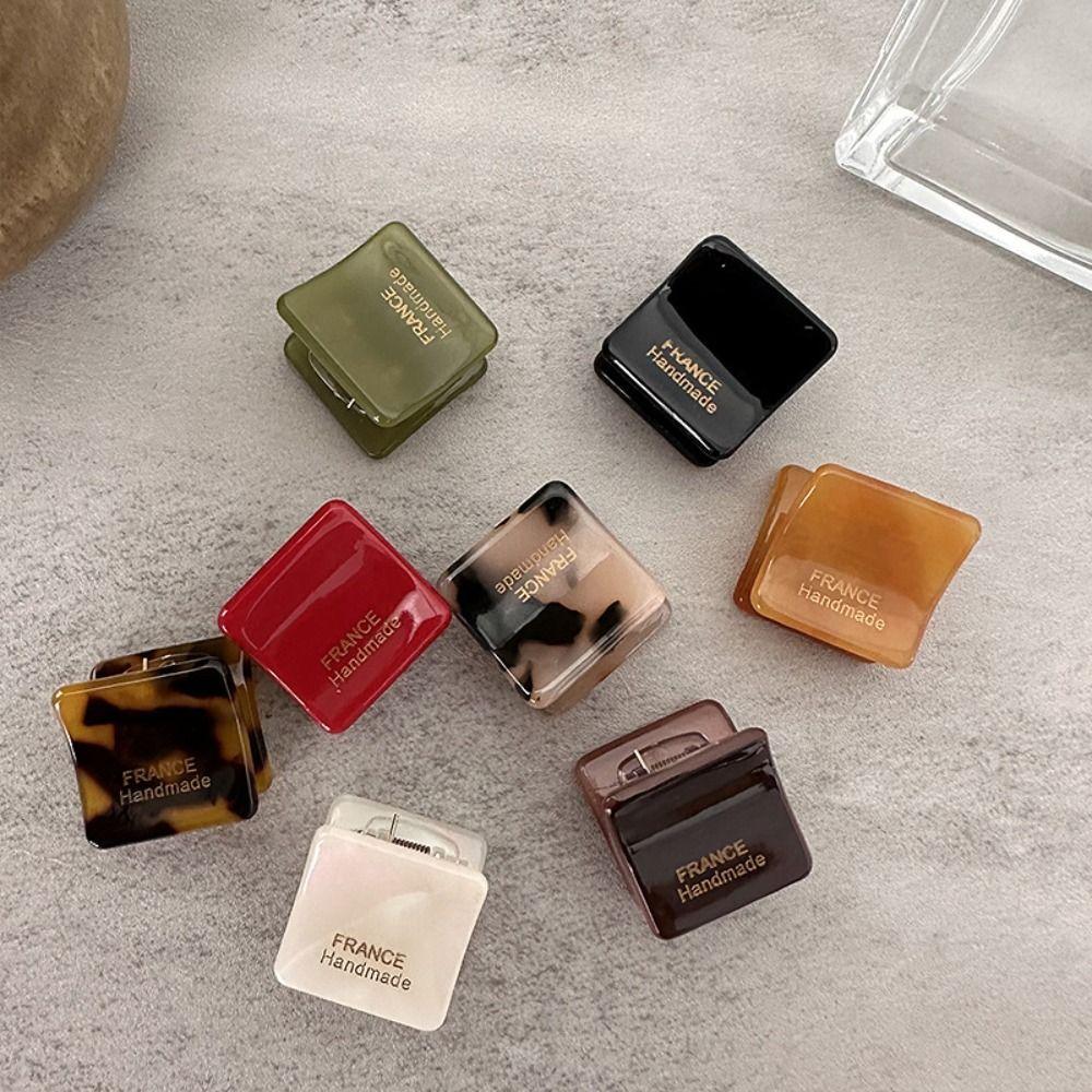 Hair Grab Clip Acetate Hair Clips Square Mini Hair Claw Retro   Daily