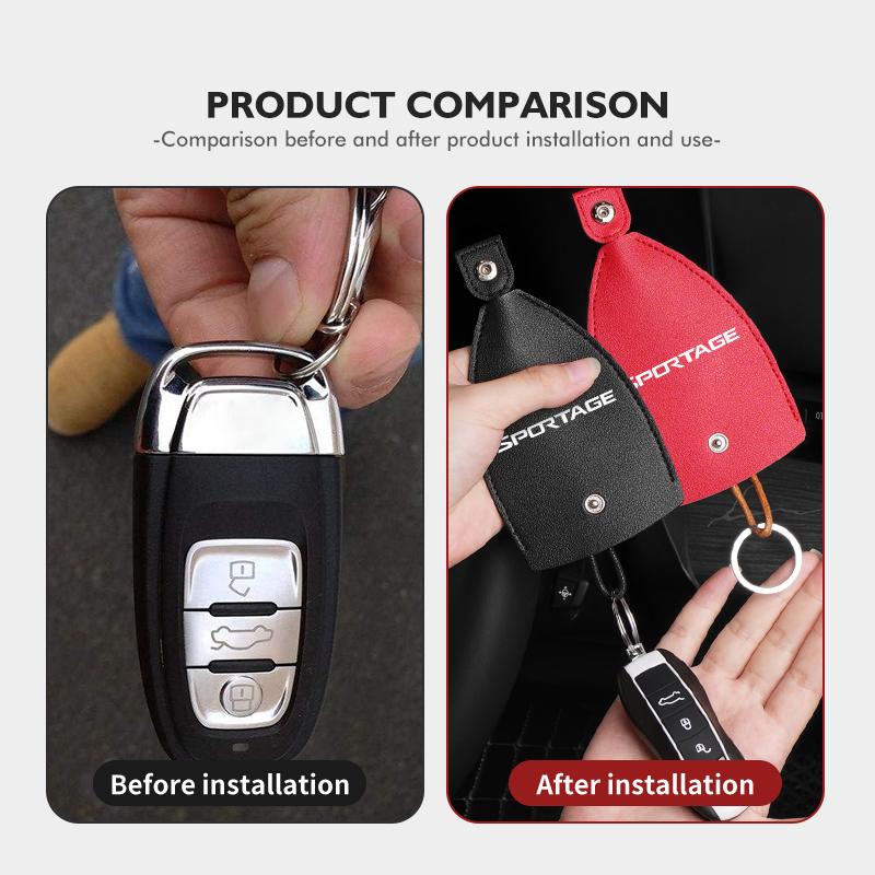 AEK4 Car Keychain Case Zipper Carbon Fiber Key Protector Cover For KIA Sportage Ceed Sorento Niro Cadenza Proceed Sephia