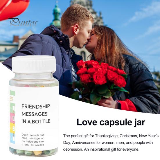 Love Capsule Jar Set Positive Messages In A Bottle Love Notes Capsules with Jar Positive Affirmation Gifts for Women Stress Relief Self Care Health