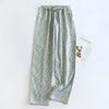 Cotton Floral Pajama Pants Women Big Size Double Gauze Girl Home Trousers Autumn Winter Loose Lace Up Sleeping Casual