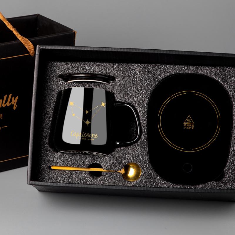 Персонализированная керамическая кружка для кофе с крышкой и ложкой - Праздничный дизайн для пар