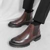 Fashion 2025 High Quality Men's Comfortable Round Toe Knight Boots Autumn Brand Men's Thick Soled Breathable Block Carved Chelsea Boots