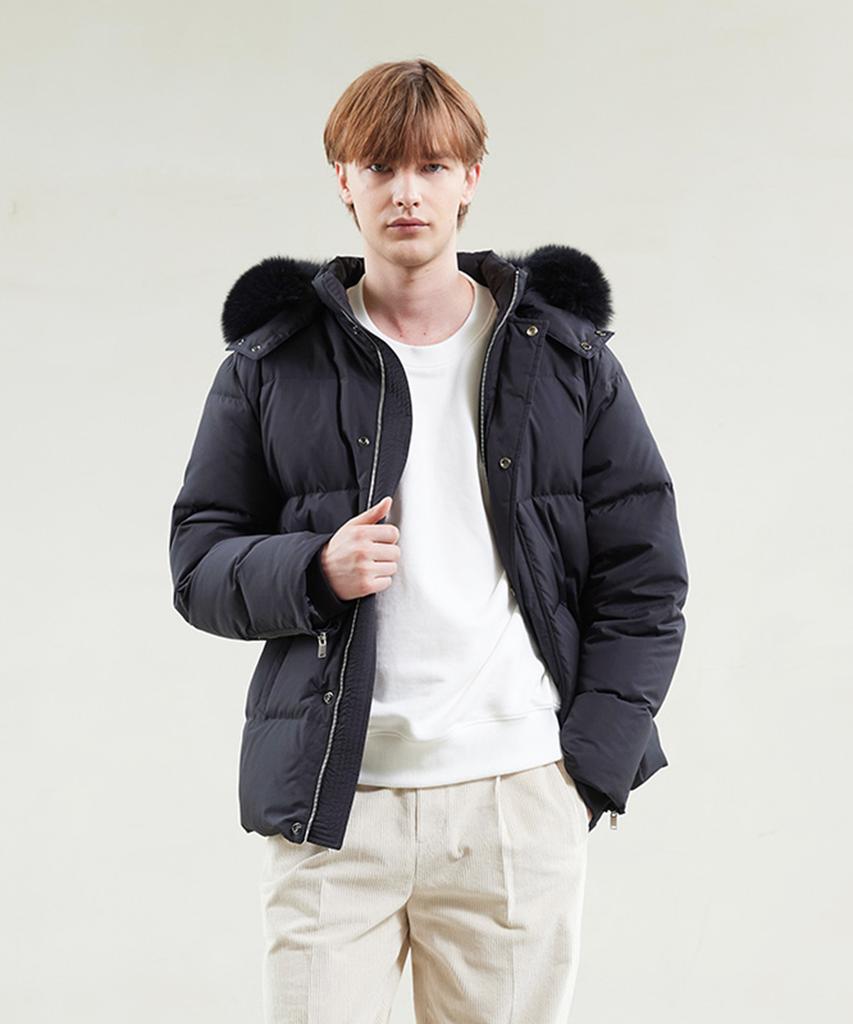 YUJEEOT Fox Fur Goose Down Jumper Black