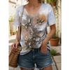 Women's T-Shirt 3D Butterfly Graphic Fashion Short Sleeved V-Neck Regular Tops Daily Print Tee Summer Spring Casual Tops
