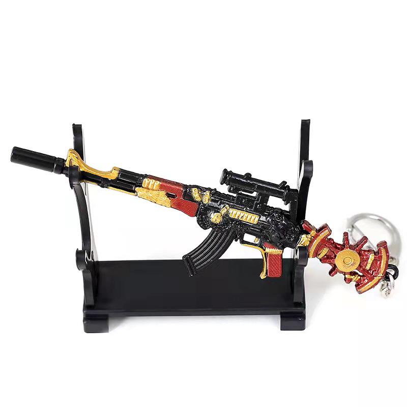 Chicken Game Metal Weapon Model Keychain: 12cm AKM 98K PUBG Pendant Gift